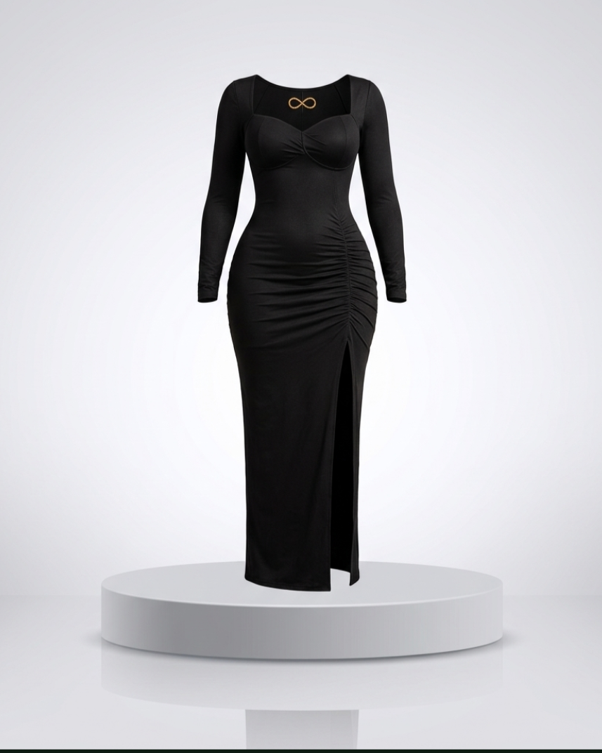Ningaabii Long Sleeve Ruffle Dress - Indigenous Luxury Shapewear