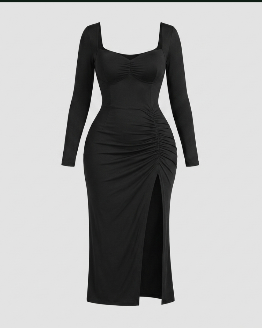 Ningaabii Long Sleeve Ruffle Dress - Indigenous Luxury Shapewear