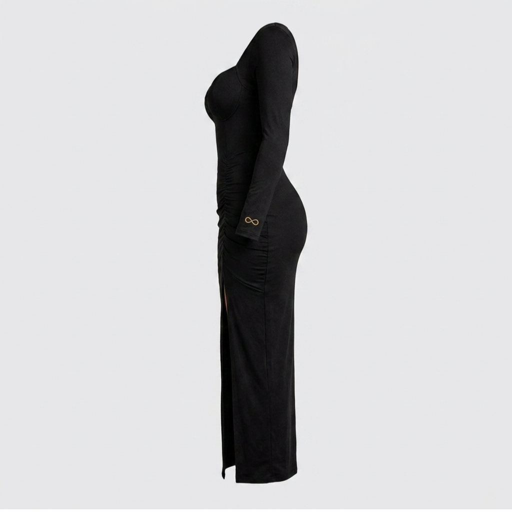 Ningaabii Long Sleeve Ruffle Dress - Indigenous Luxury Shapewear