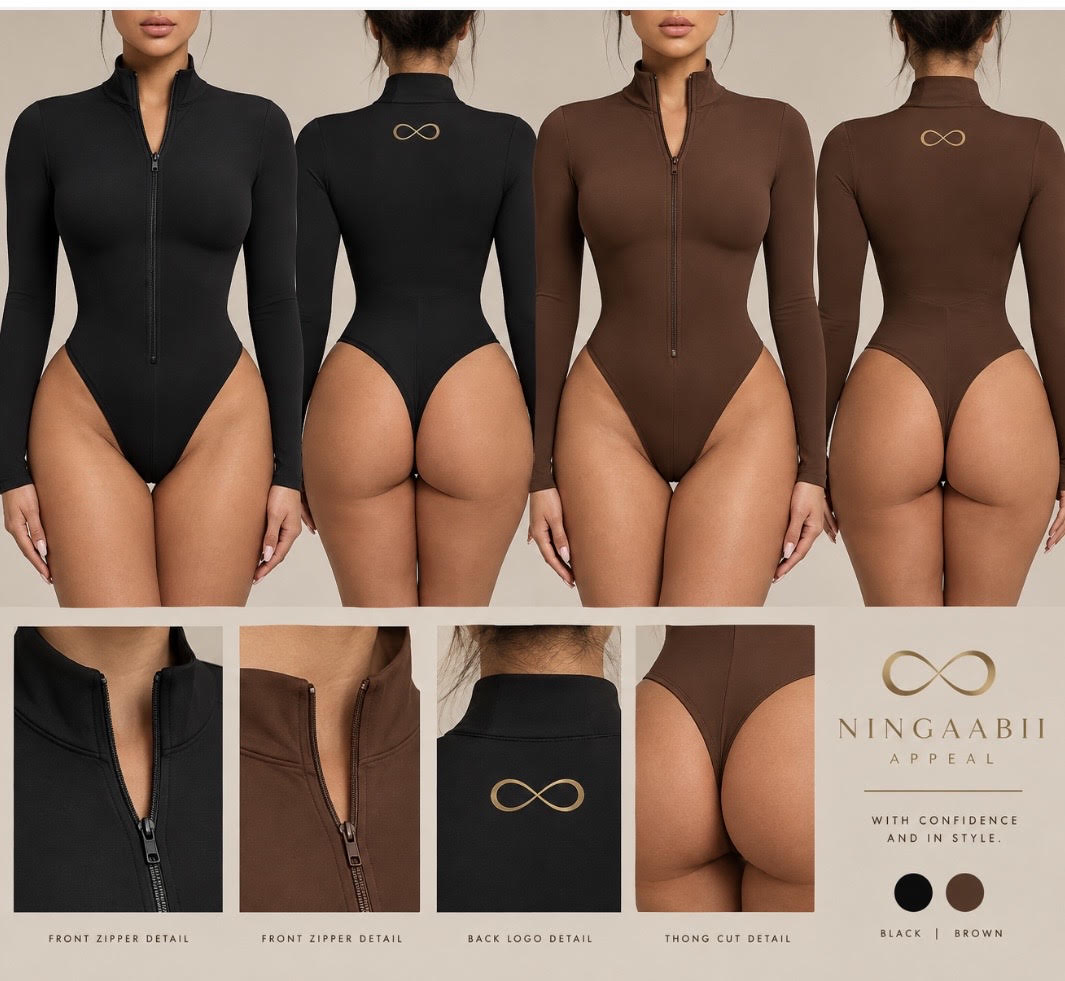 Long Sleeve Zip Up Body Suit