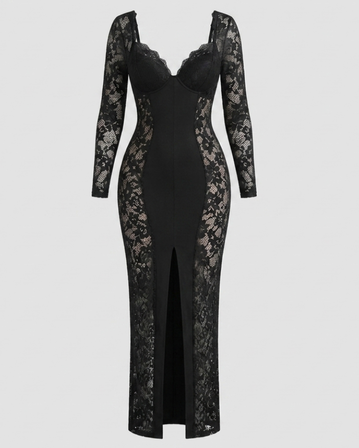 Ningaabii - Long Maxi Lace Dress - Indigenous Luxury Shapewear