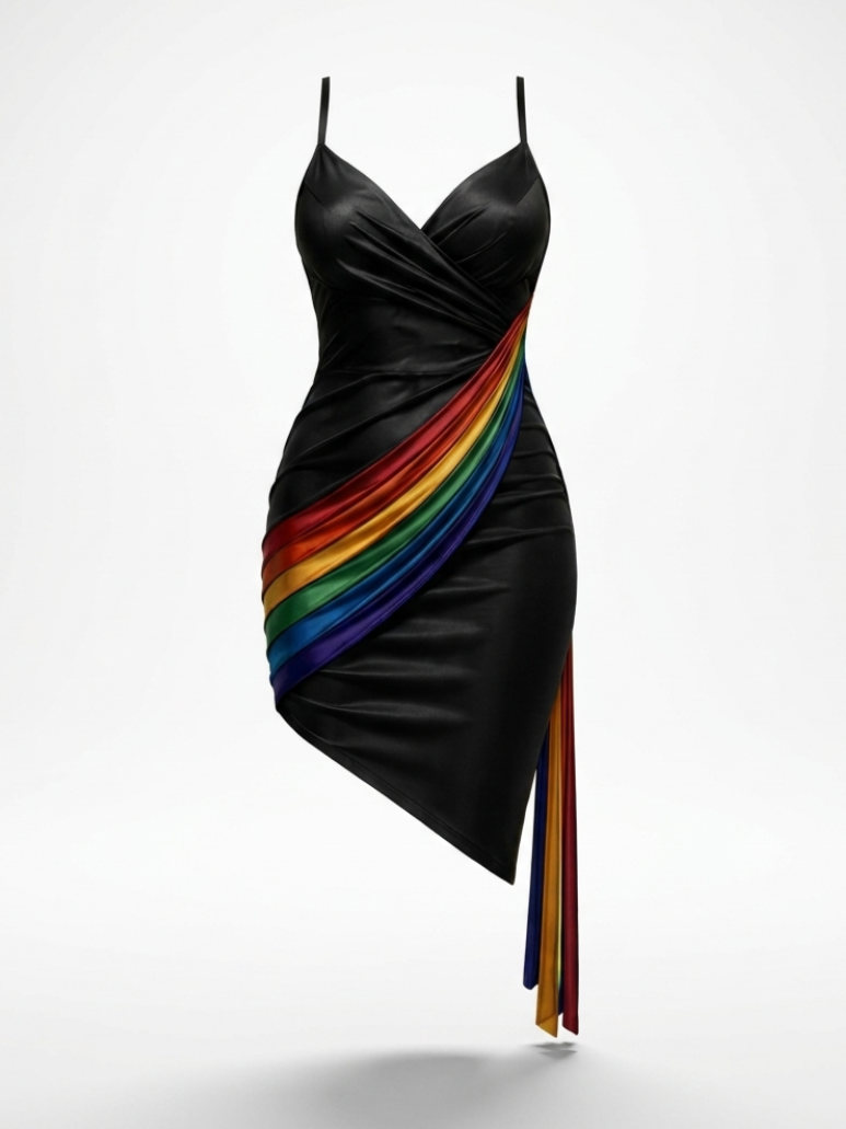 Ningaabii - Rainbow Silk Dress - Indigenous Luxury Shapewear