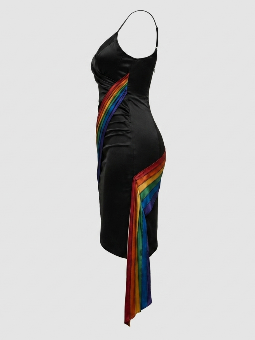 Ningaabii - Rainbow Silk Dress - Indigenous Luxury Shapewear